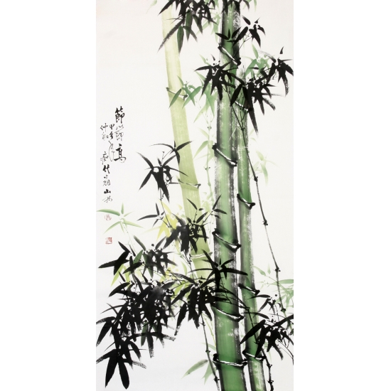 【已售】吴山雨四尺竖幅竹子画《节节高》