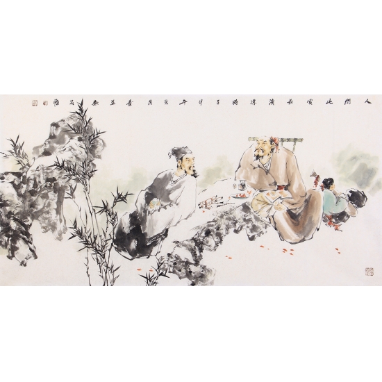 【已售】江苏美协石慵四尺人物画《人间此处最清凉》