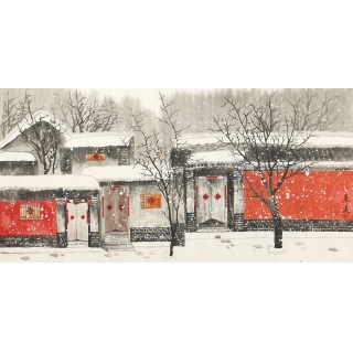 【已售】家居装饰画 东美四尺横幅山水画作品《冬雪》