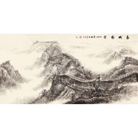 【已售】雪景长城 季宝国四尺写意山水画作品《长城瑞雪》