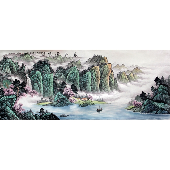 国家一级美术师陈厚刚八尺山水装饰画《春和景明》