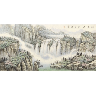 【已售】中美协会员俎翠林四尺横幅山水画《风光无限》