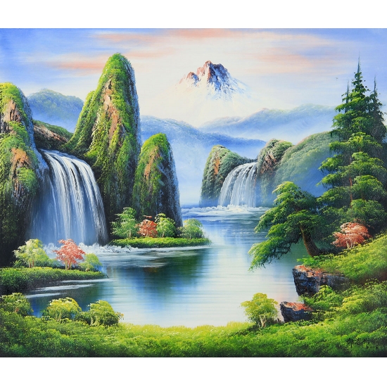 【已售】客厅装饰画 欧式风景油画 邹志兴油画《夏天的湖》 