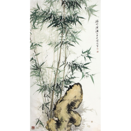 国家一级美术师肖洪辉六尺竖幅竹子图《绿竹淇》 