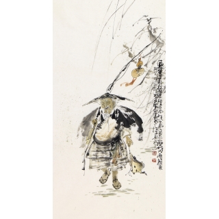 【已售】江苏省美协会员李傅宇三尺竖幅人物画《连年有余》
