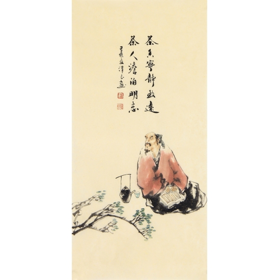 刘汉良小尺寸古代人物画《茶香宁静致远》