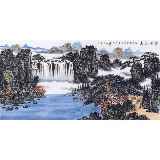 【已售】中美协会员王本杰写意山水画《源远流长》