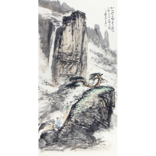 【已售】实力派画家中美协会员张京城山水画《仙山访道图》