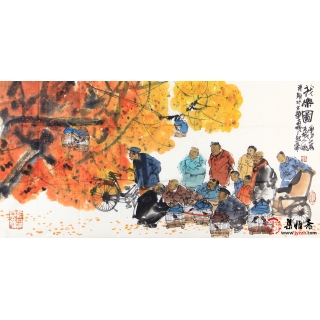 【议价】国画老北京 马海方人物画 《找乐图》